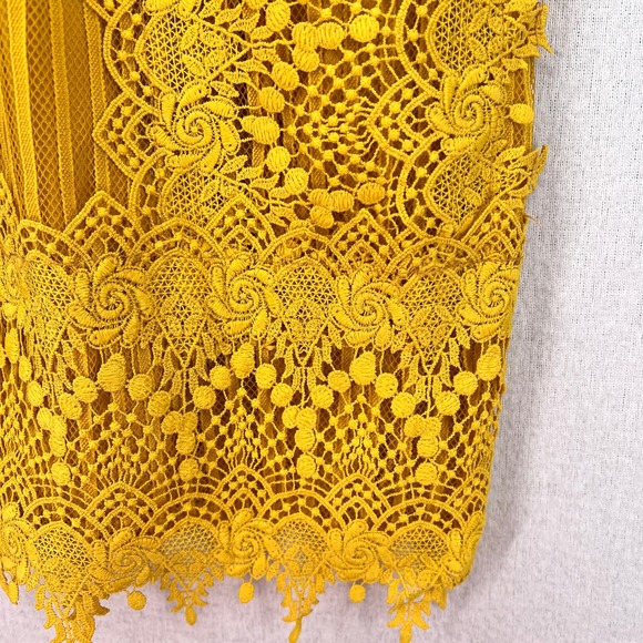 FREE PEOPLE Honey Lace Mini Dress Womens 0 Marigold Yellow Sleeveless NWT - Picture 13 of 16